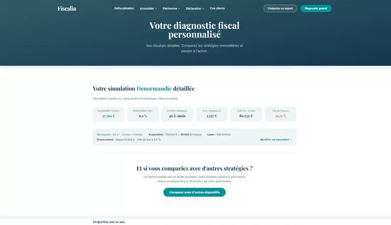 Aperçu de l'espace diagnostic Fiscalia
